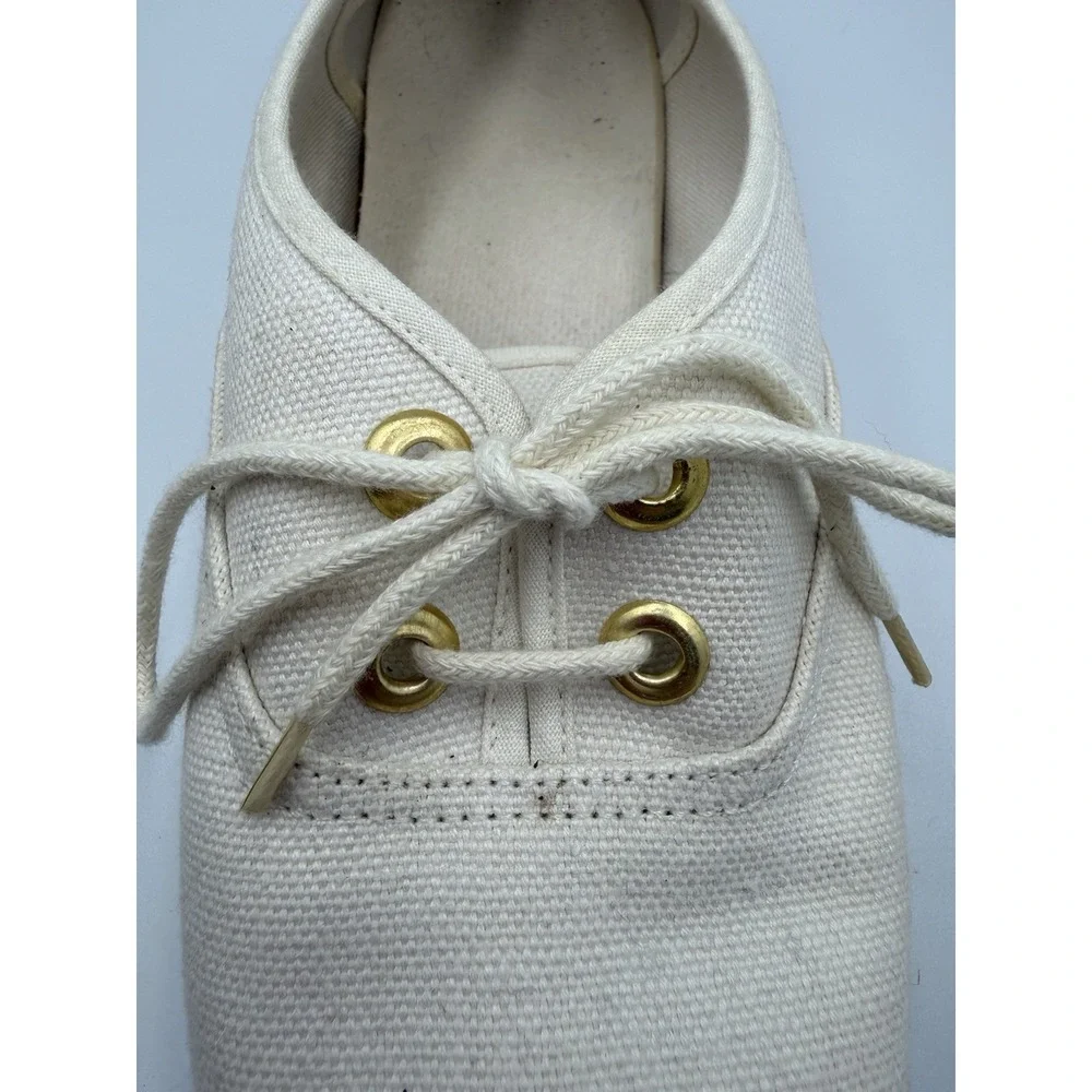 Womens‎ Size 8 Cream Canvas Lace Up Espadrille Flats Casual Shoes